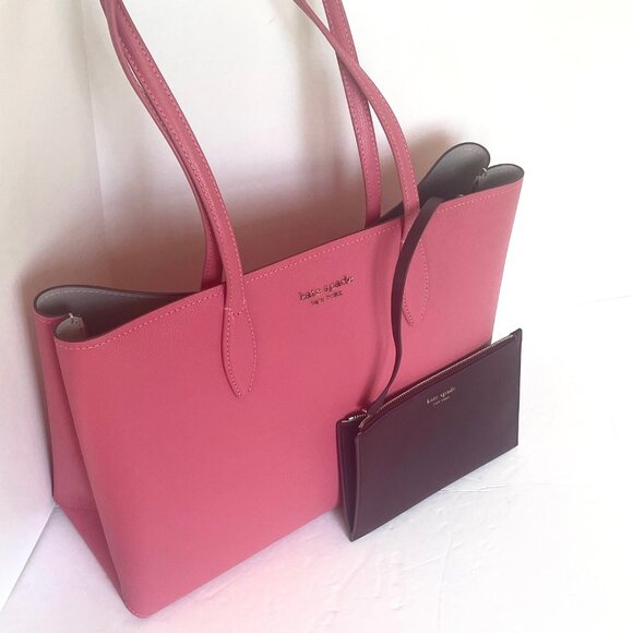 Kate Spade All Day Large Tote Orchid Pink Leather Shoulder Bag Wristlet Classic - Picture 2 of 8
